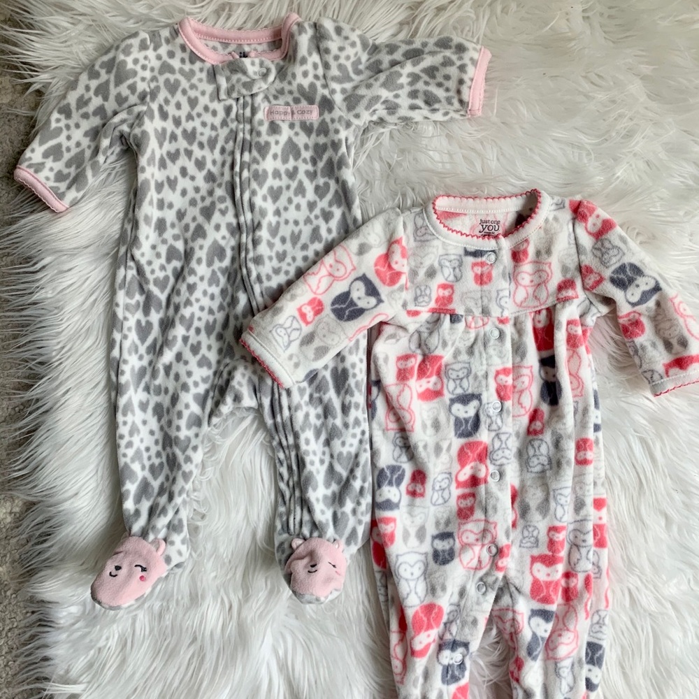 2 girls carters newborn fleece onesies